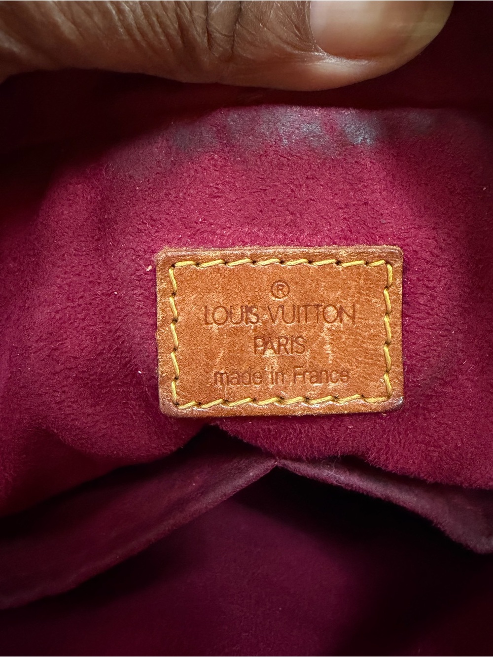 Louis Vuitton Brown Monogram Shoulder Bag with Tan Handles and Red Trim - Picture 2 of 4